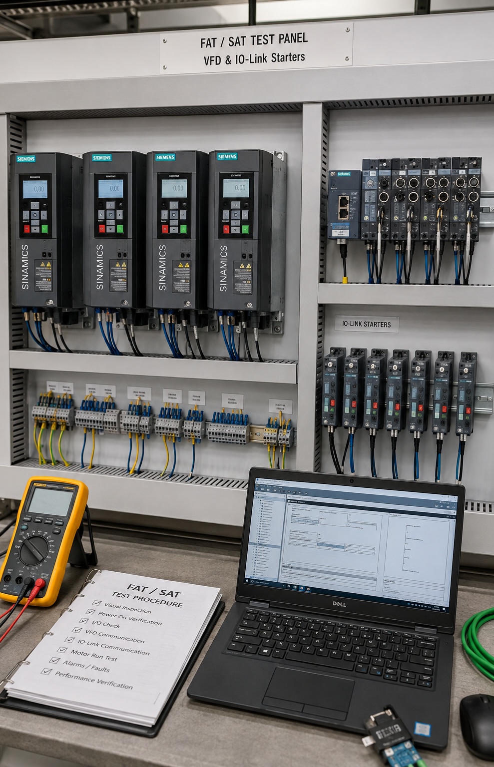FAT and SAT testing setup with automation equipment